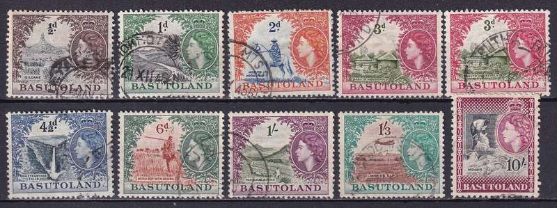 Basutoland 1954 QE part set , used           (SACC 43>, CV R900)