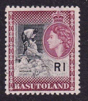 Basutoland 1961-63 QE surcharged R1, used                 (SACC 79, CV R700)