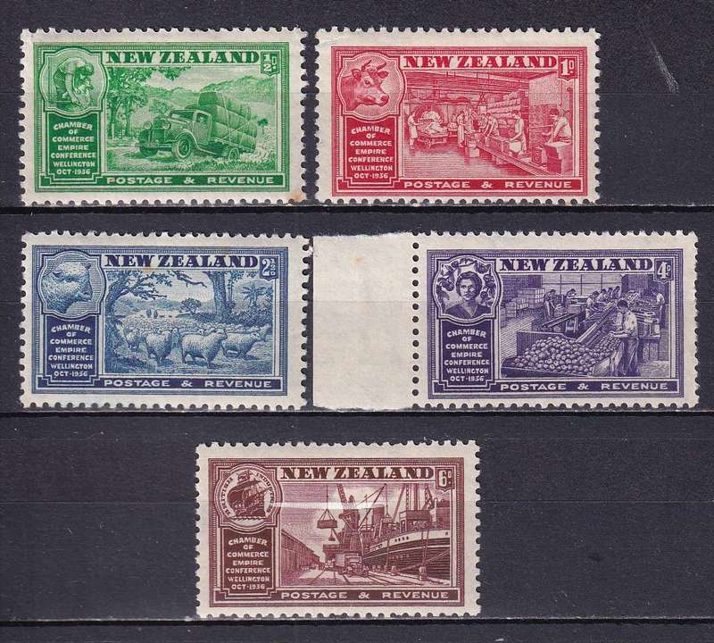 New Zealand 1936 Commerce set, M/H     ( SG 593-597)