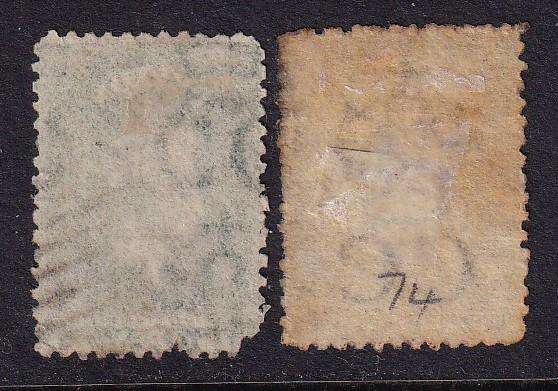 Ceylon 1863-66 QV 1d blue & 2 d green (CC), used                 (SG 49-50, CV £26)