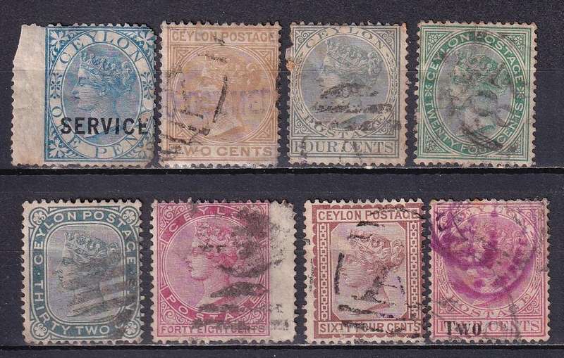 Ceylon 1866-80 QV part sets (CC), used             (1d blue M/H, SG 61, 121>, CV £100)