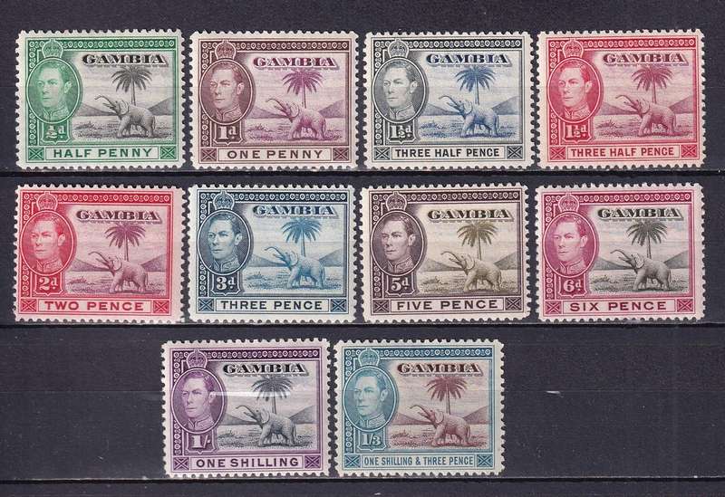 Gambia 1938-46 KG VI part sets, M/H                   (SG 150>, CV £20)