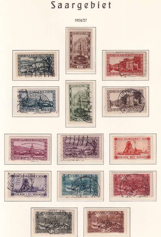 Germany SAARGEBIET 1926-34 part sets, M/H & used     ( 4 x scans, Preprinted page not included)