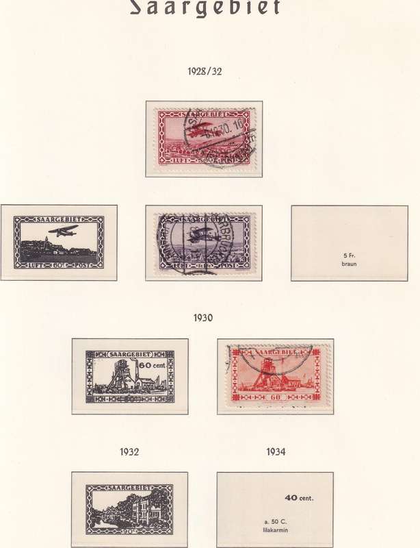 Germany SAARGEBIET 1926-34 part sets, M/H & used     ( 4 x scans, Preprinted page not included)