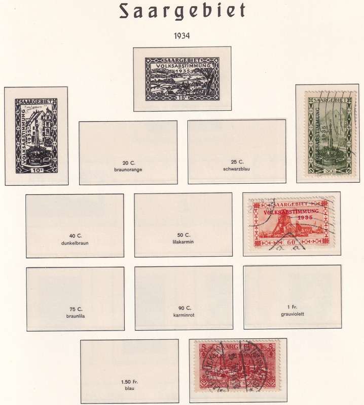 Germany SAARGEBIET 1926-34 part sets, M/H & used     ( 4 x scans, Preprinted page not included)