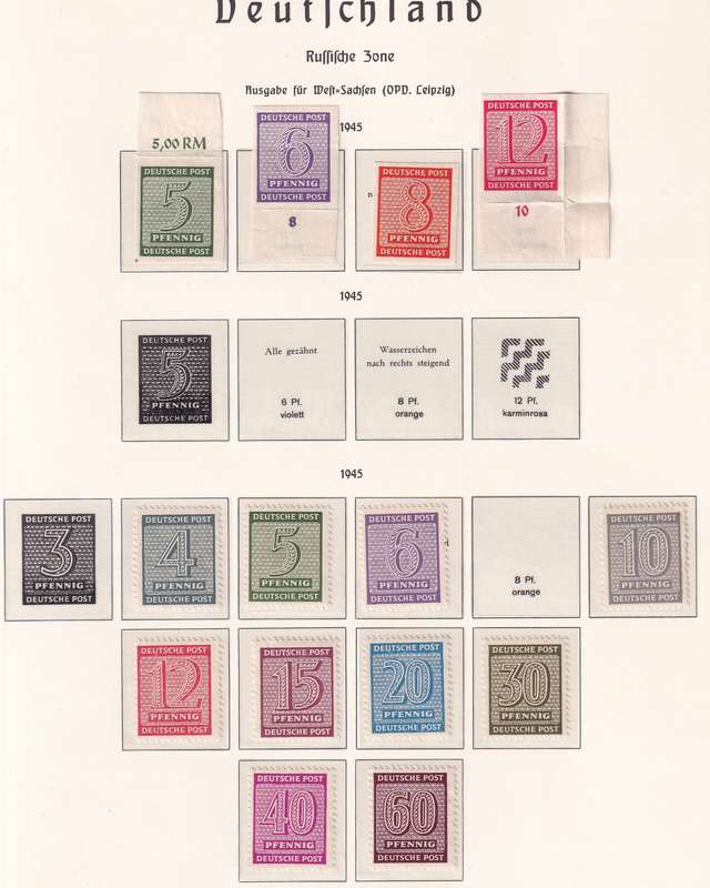 Germany 1945 West  Saxony Russian Zone set and part set Perf & Imperf , MLH