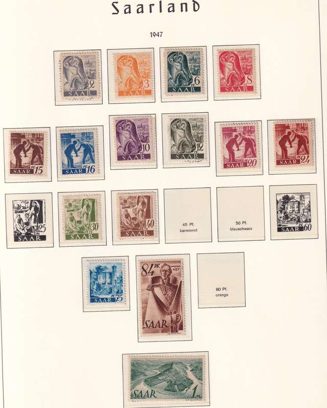 Germany SAARLAND 1947-48 sets and part sets, M/H & used               (3 X SCANS, pages not include)