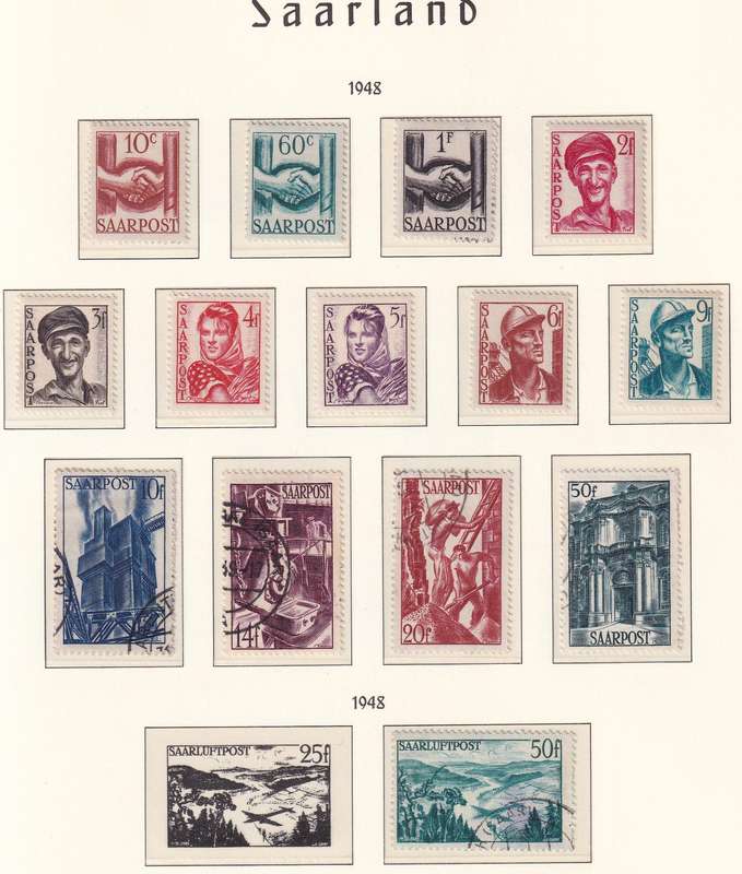 Germany SAARLAND 1947-48 sets and part sets, M/H & used               (3 X SCANS, pages not include)