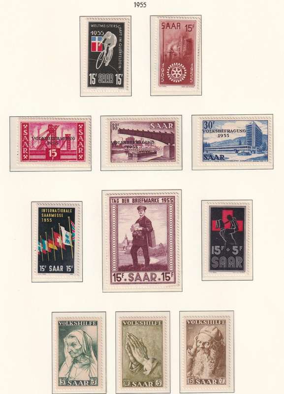 Germany SAARLAND 1952-56 sets & part sets, MNH,MLH & used        (5 x SCANS , pages not included)
