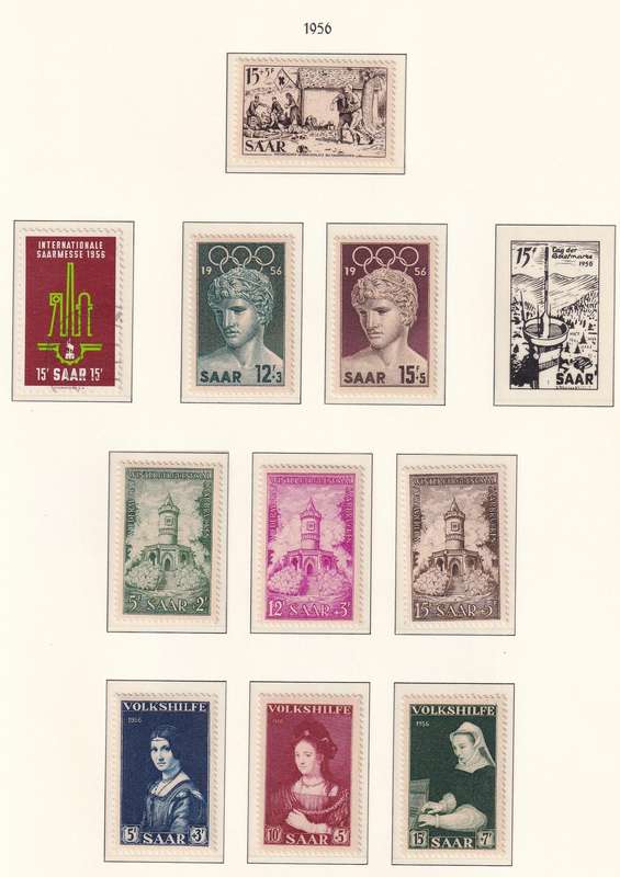 Germany SAARLAND 1952-56 sets & part sets, MNH,MLH & used        (5 x SCANS , pages not included)