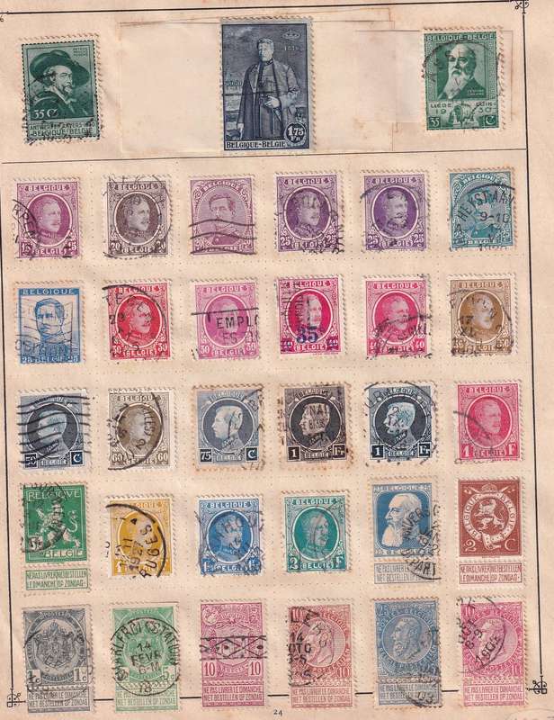 Belgium part sets , M/H & used               (9 X SCANS, some stamp adherence to pages)
