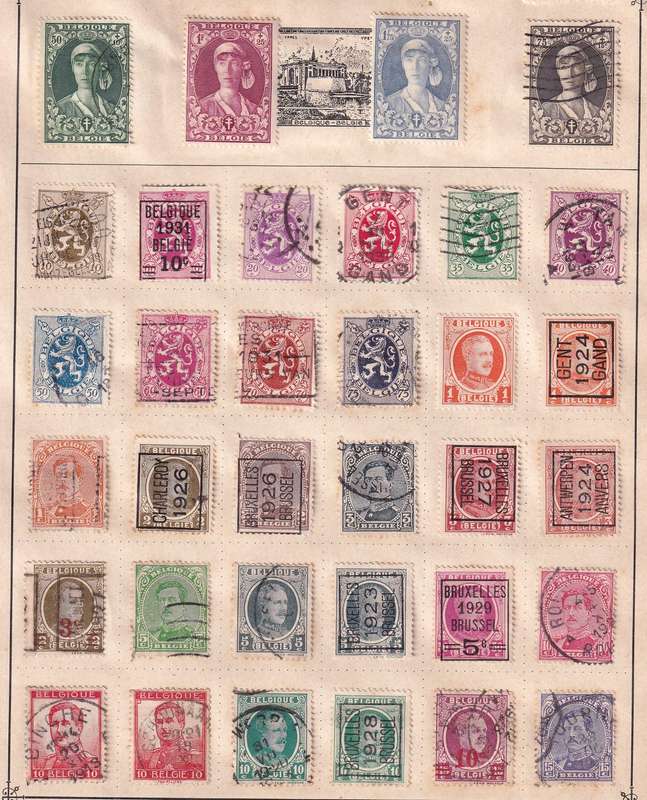 Belgium part sets , M/H & used               (9 X SCANS, some stamp adherence to pages)