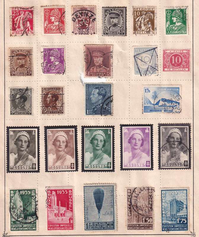 Belgium part sets , M/H & used               (9 X SCANS, some stamp adherence to pages)