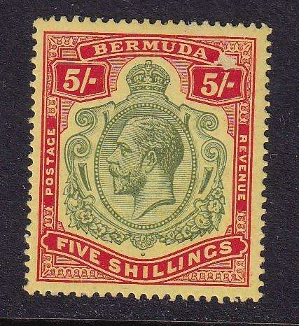 Bermuda 1938-53 KG VI 5s green and red/yellow (Perf 14), MNH            (thin, SG 118, CV £100)