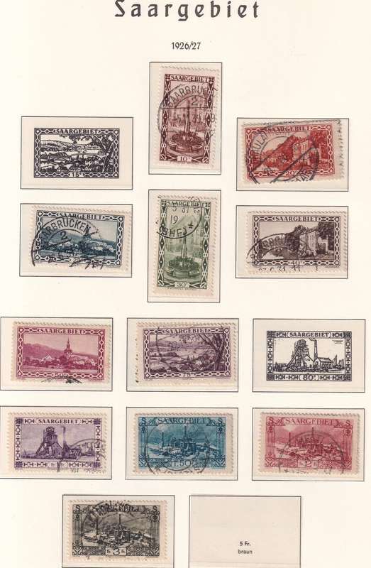 Germany SAARGEBIET 1926-27 part set, M/H & used         ( 2 x SCANS), (Preprinted page not included)