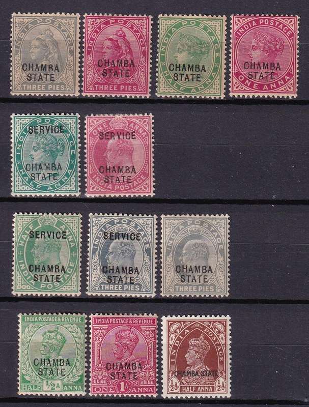 India States (CHAMBA) QV,KE,KG V part sets, M/H