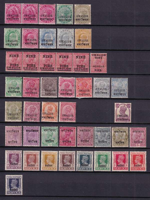 India States (GWALIOR) QV,KE,KG V part sets, M/H