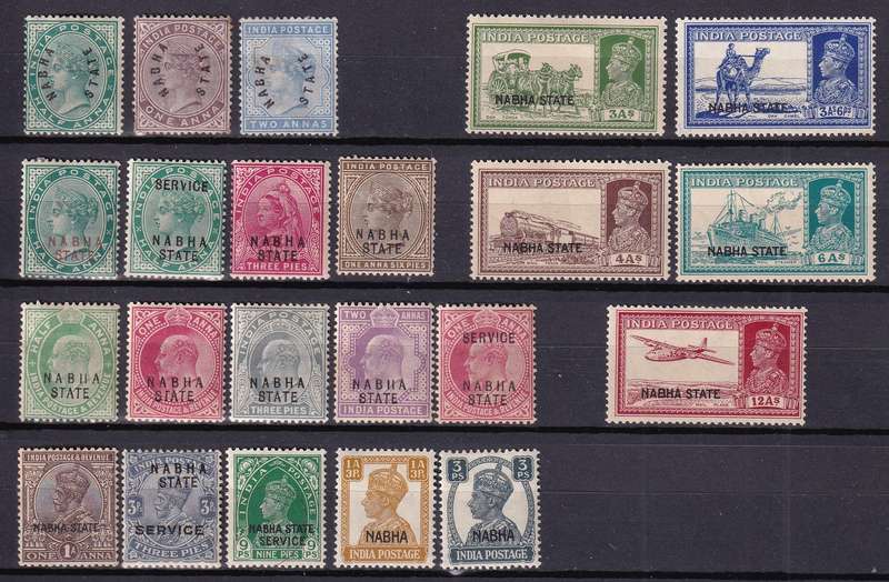 India States (NABHA ) QV,KE,KG V part sets, M/H
