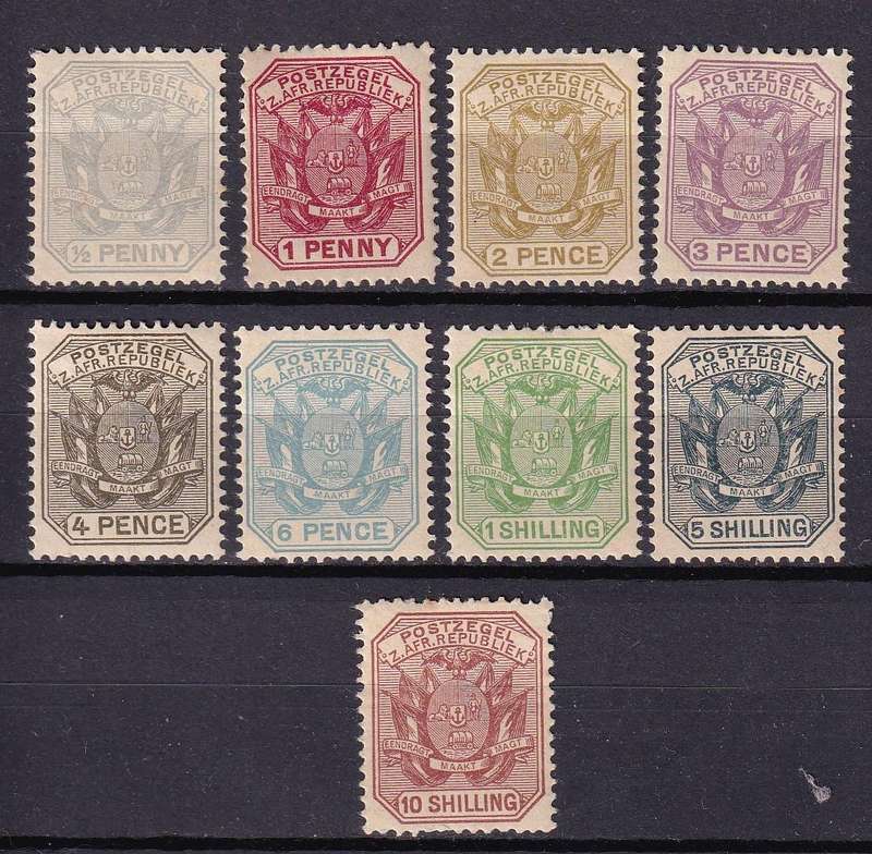 Transvaal 1895  set, M/H      ( SACC 210-218, CV R1400)