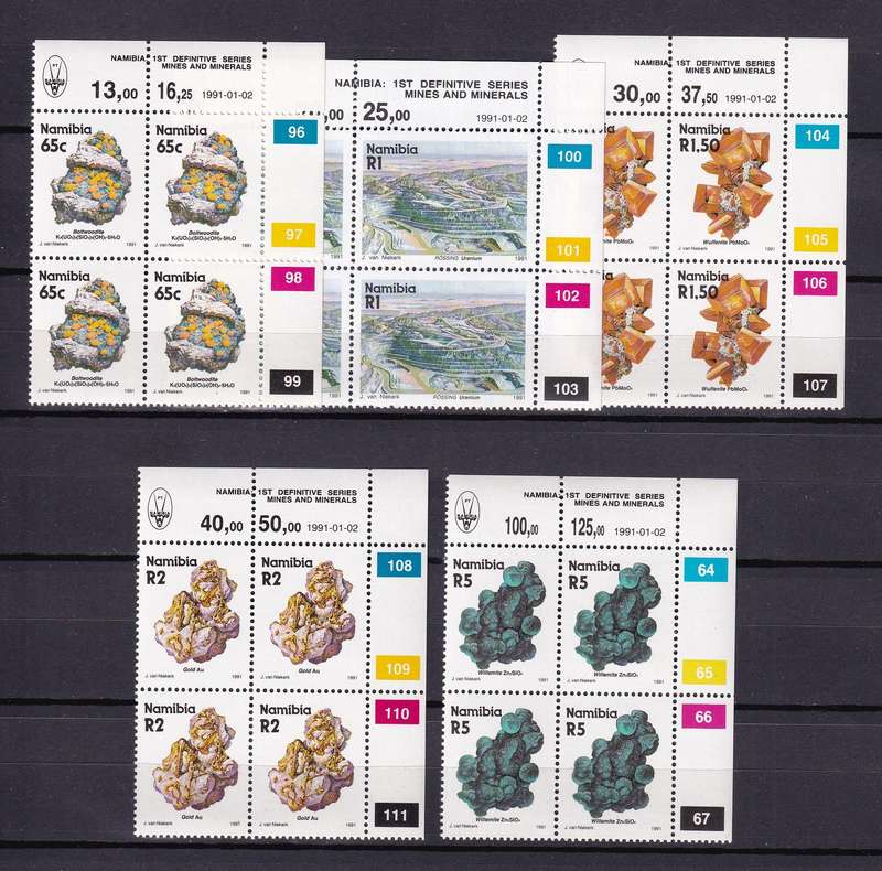 Namibia 1991 Mines & minerals control block set , MNH             (SACC 16-30, CV R240)