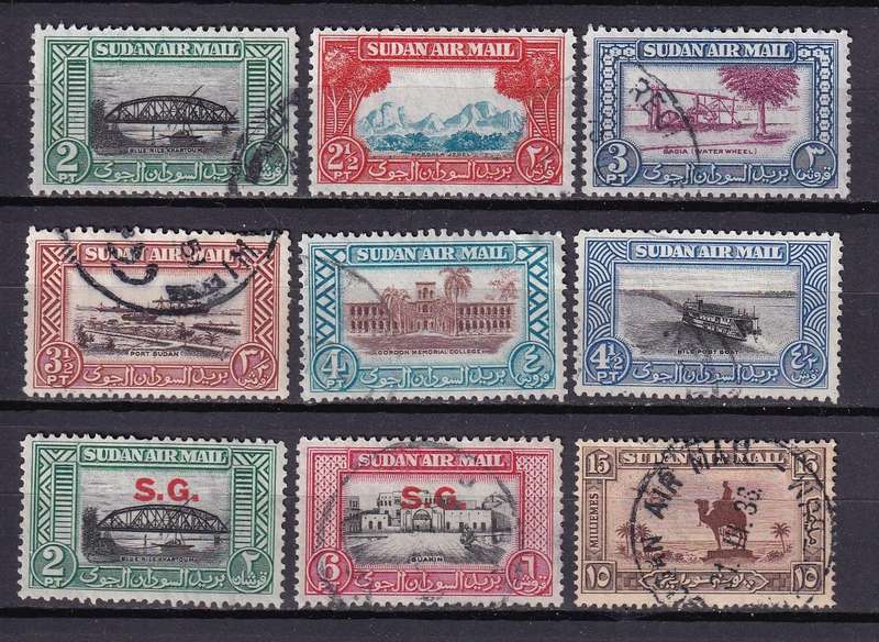 Sudan 1950 part Airmail set, used             (SG 115-120, CV £22)