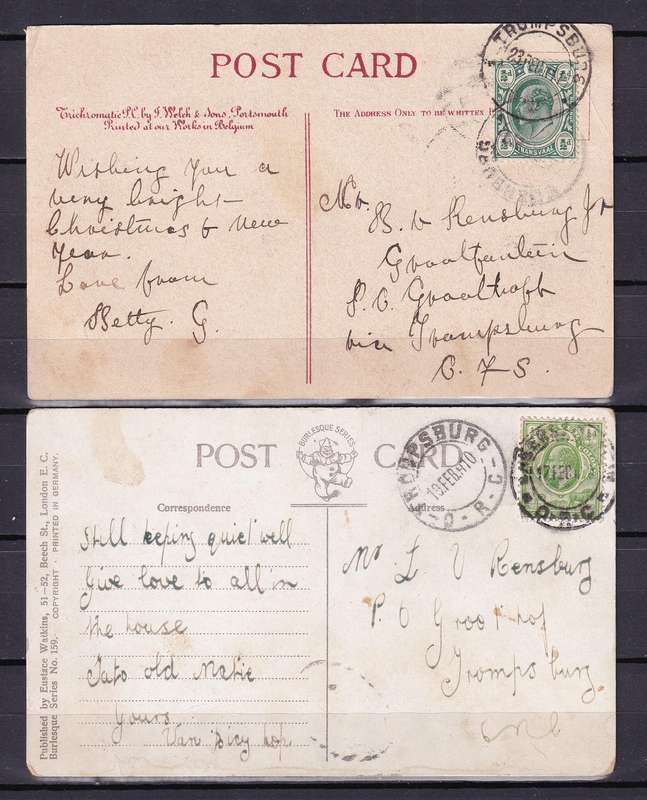 Orange Free State 1900> used postcards x 4 , faults