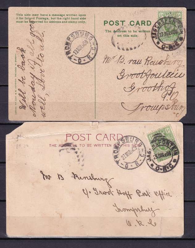 Orange Free State 1900> used postcards x 4 , faults
