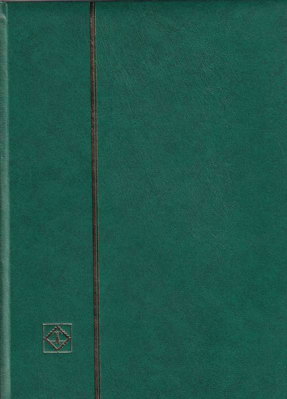 Stamp Album green 16 pages (32 sides) in good used condition filled with used stamps