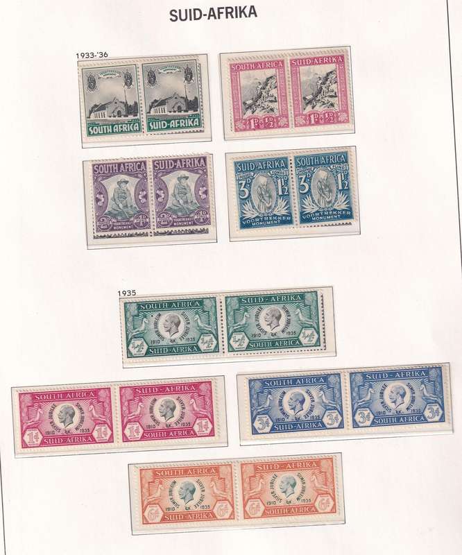 South Africa Pre printed album 1913-1950 with sets & part sets (26 pages), MNH & M/H  (SACC 01>)