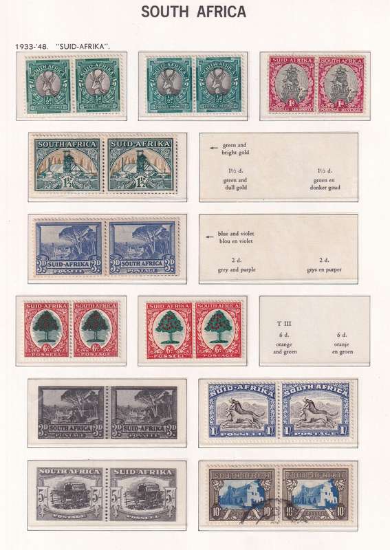 South Africa Pre printed album 1913-1950 with sets & part sets (26 pages), MNH & M/H  (SACC 01>)