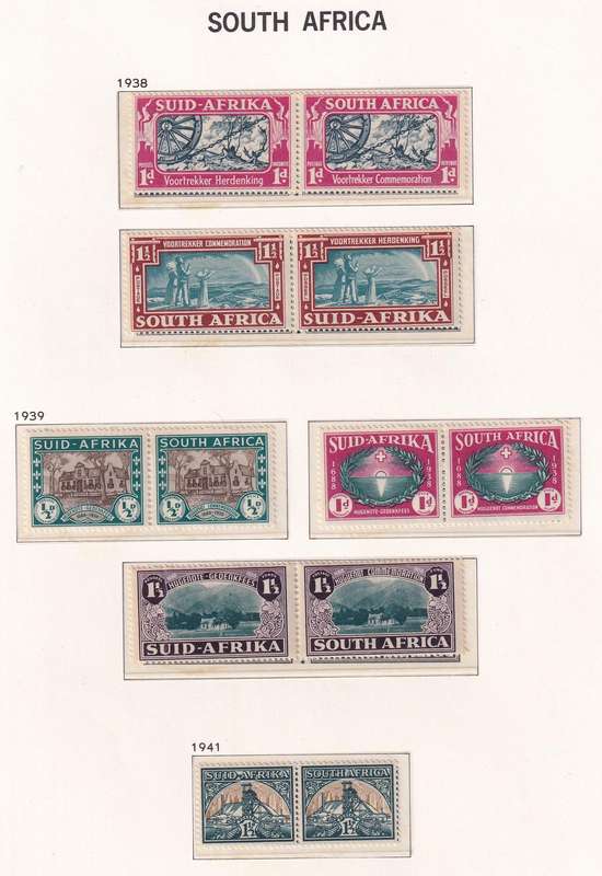 South Africa Pre printed album 1913-1950 with sets & part sets (26 pages), MNH & M/H  (SACC 01>)