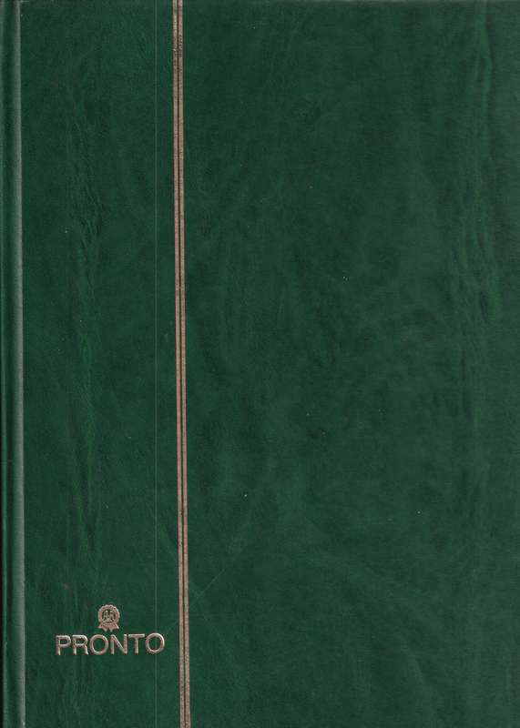 Green Pronto 16 page stamp album (55 ml strips) , good used condition
