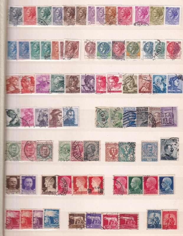 Black 8 page stamp album filled with ITALY stamps , very good used condition