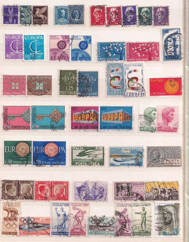 Black 8 page stamp album filled with ITALY stamps , very good used condition