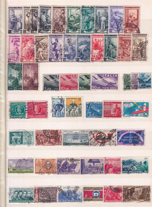 Black 8 page stamp album filled with ITALY stamps , very good used condition
