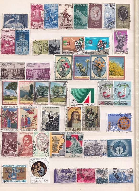 Black 8 page stamp album filled with ITALY stamps , very good used condition