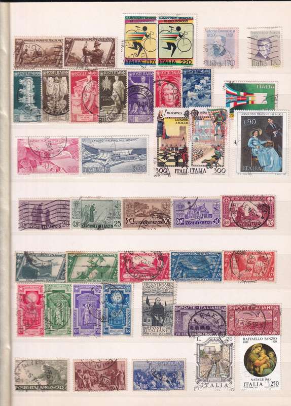 Black 8 page stamp album filled with ITALY stamps , very good used condition