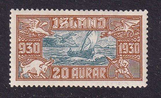 Iceland 1930 20a Air issue, M/H          (SG 175, CV £15)