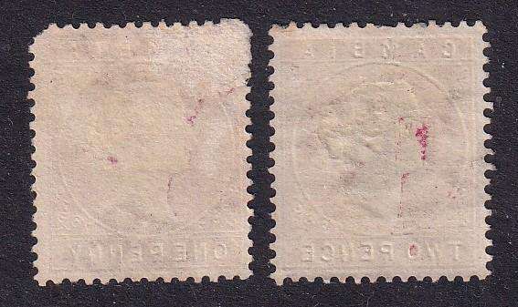 Gambia 1886-93 QV 2d orange & 1898-1902 1d carmine, M/H     (SG 25, 38)
