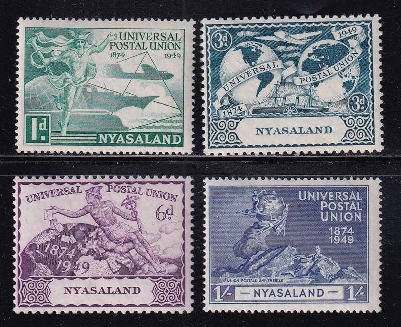 Nyasaland 1949 UPU set , MLH                 (SG 163-166)