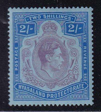 Nyasaland Protectorate 1938-44 KG VI 2s Purple & blue, M/H         (SG 139)