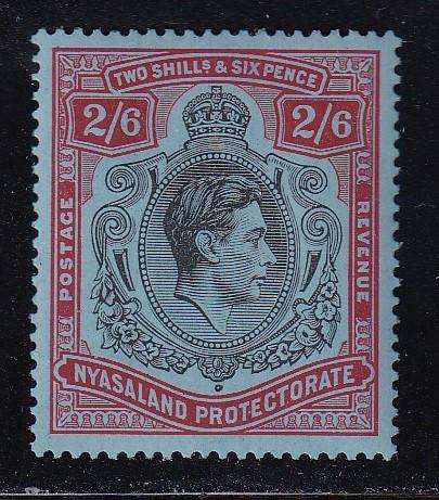 Nyasaland Protectorate 1938-44 KG VI 2/6s black & red/blue, M/H         (SG 140)
