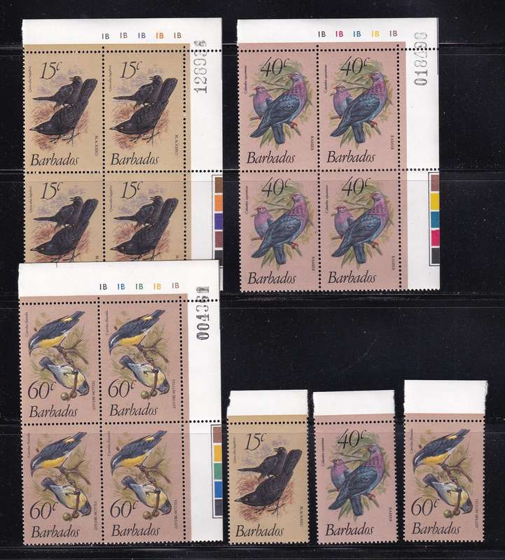 Barbados bird set in control B4 , MNH