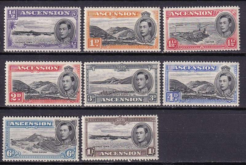 Ascension 1938 KG VI part set , MNH & MLH          (SG 38>>, CV £120)
