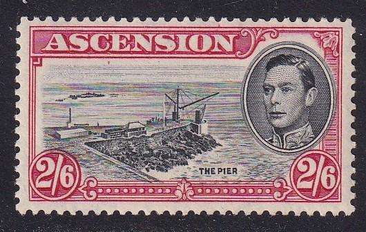 Ascension 1938 KG VI 2/6s black and deep carmine( (Perf 13 1/2) , MNH           (SG 45>, CV £42)