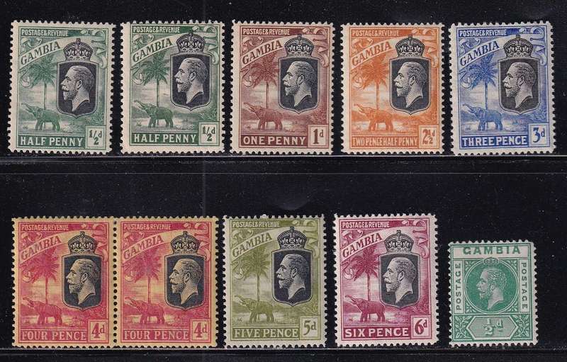 Gambia 1922-29 KG V part set, M/H               (SG 122> CV £45)