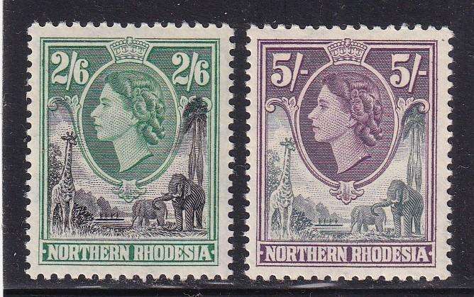 Northern Rhodesia 1953 QE 2/6 & 5s , MNH            ( SACC 71-72, CV R700)