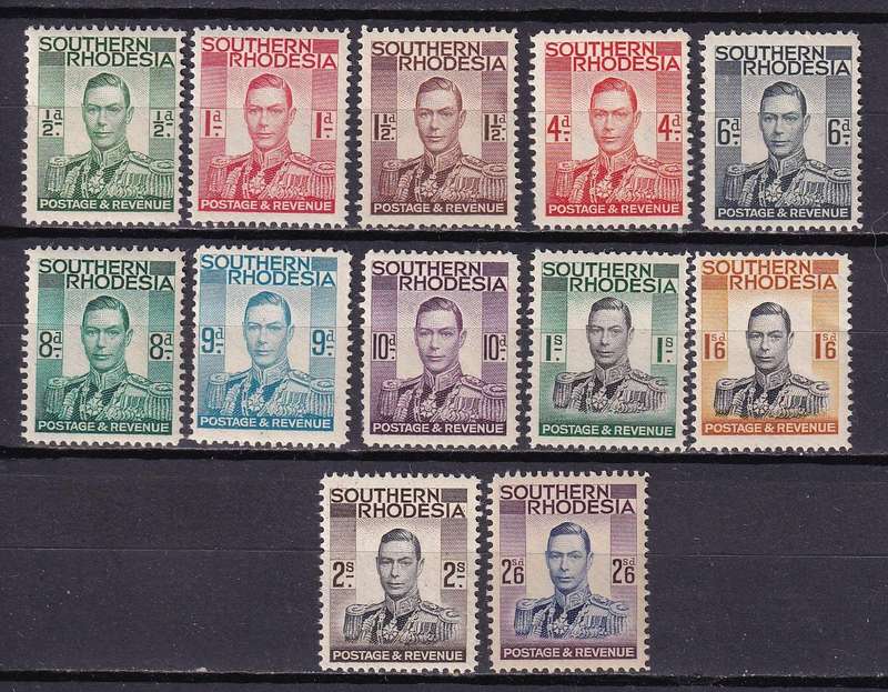 Southern Rhodesia 1937 KG VI part set to 2/6, MNH        (SACC 42-53, CV R1250)