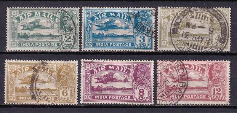 India 1929 KG V Air mail set, used                   (SG 220-225, CV £13)