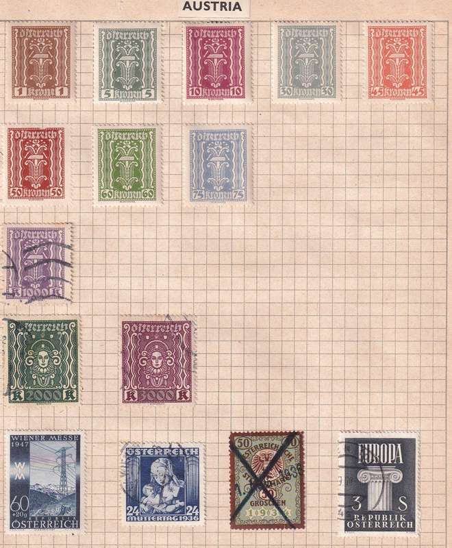 Austria sets & part sets , M/H & used       ( 5 x SCANS, some stamp adherence to pages)
